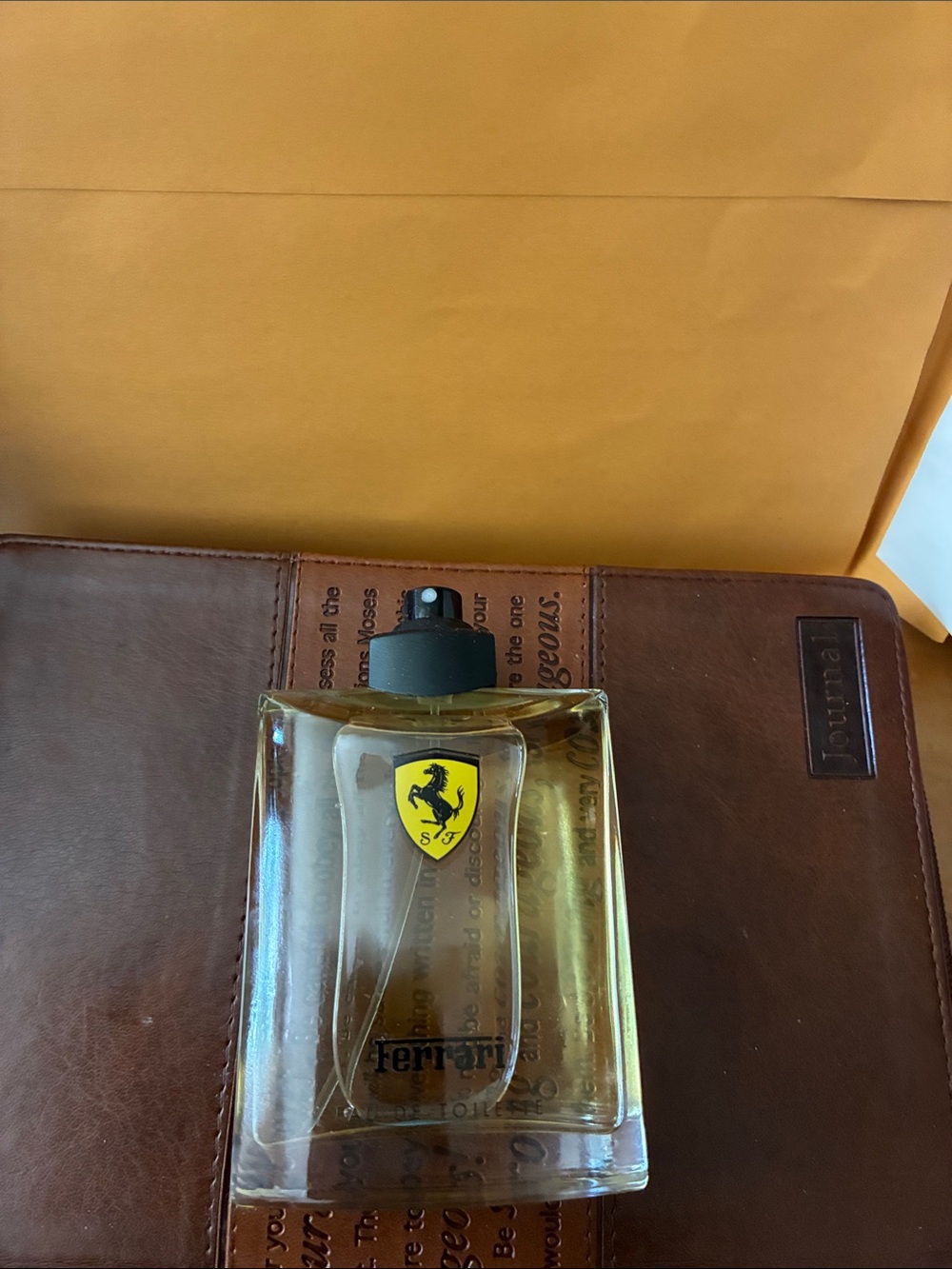 Ferrari Yellow Logo Clear Cologne Bottle